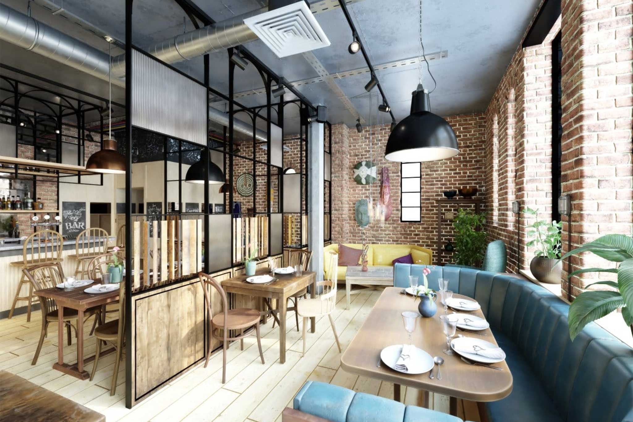 thiết kế quán cafe hiện đại Pendecor