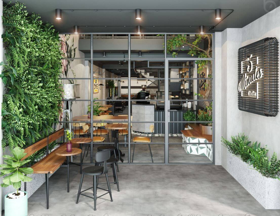 thiết kế quán cafe nhỏ đơn giản Pendecor