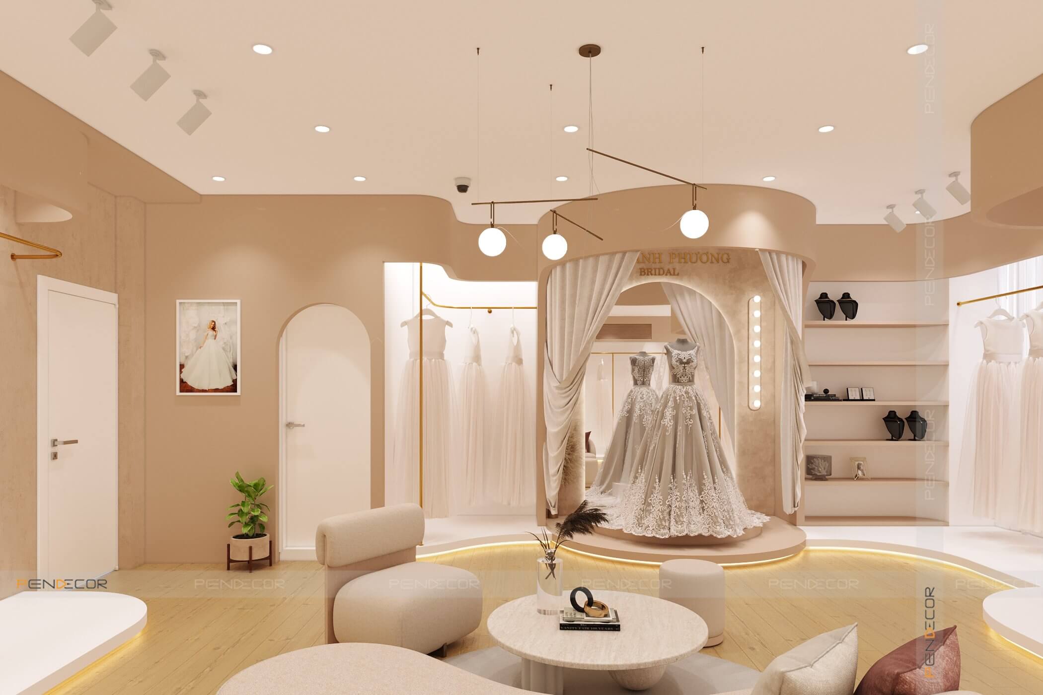 thi công thiết kế cửa hàng Pendecor