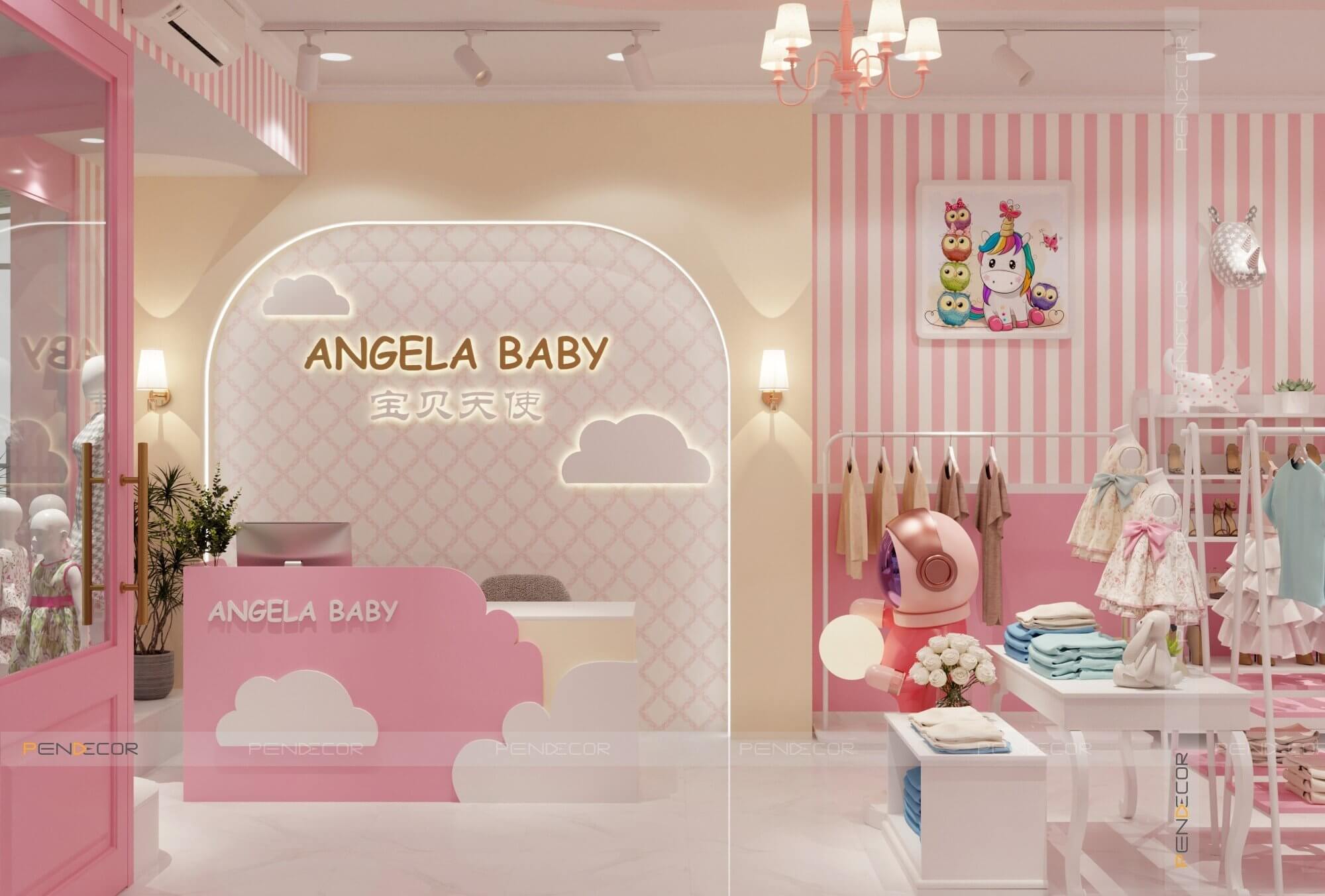 thiết kế shop thời trang mẹ và bé