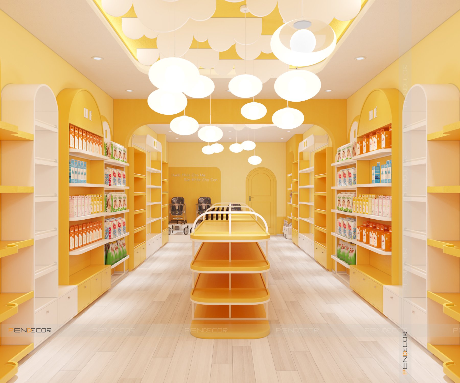 thiết kế shop bỉm sữa Pendecor