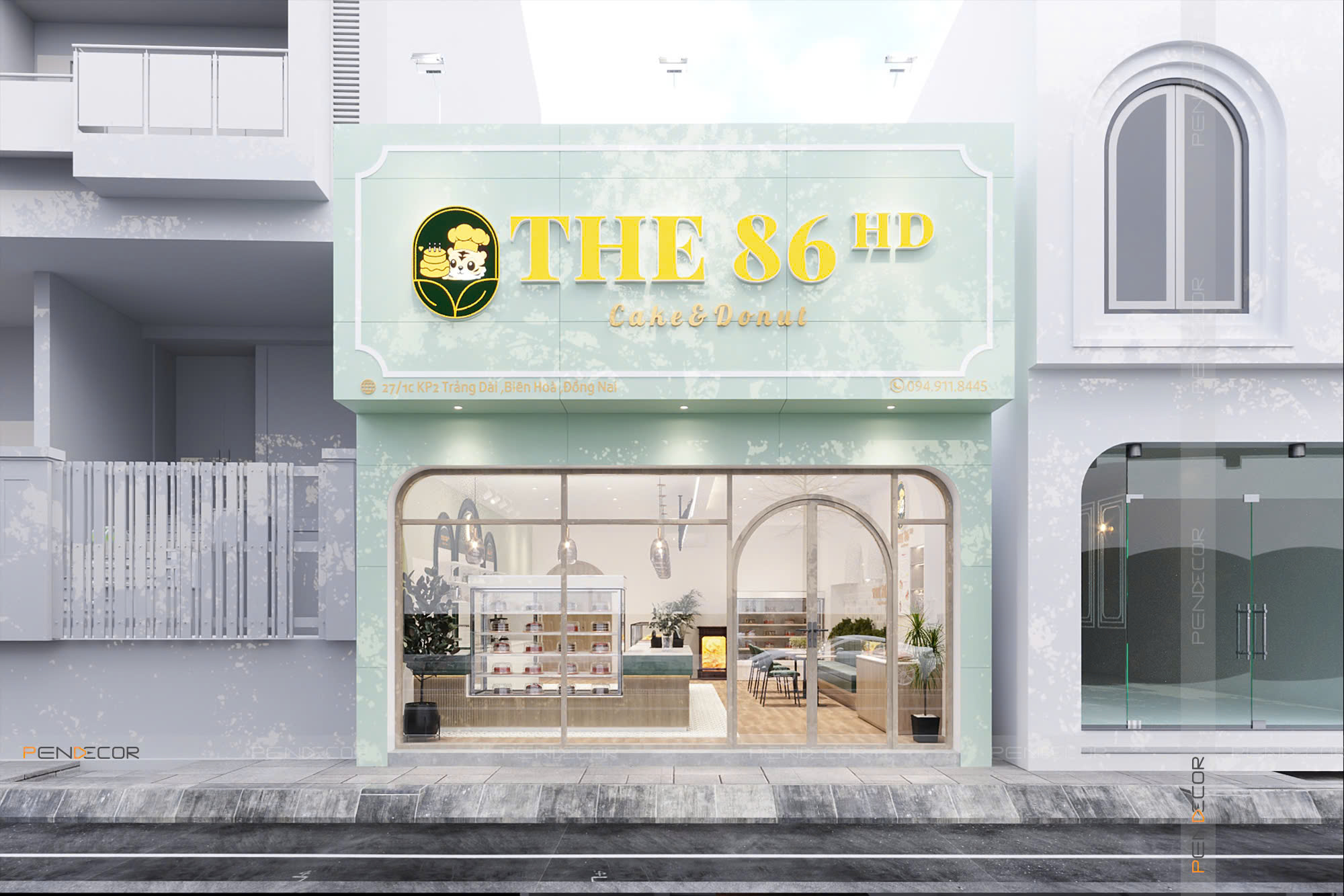 thiết kế mặt tiền cửa hàng Pendecor