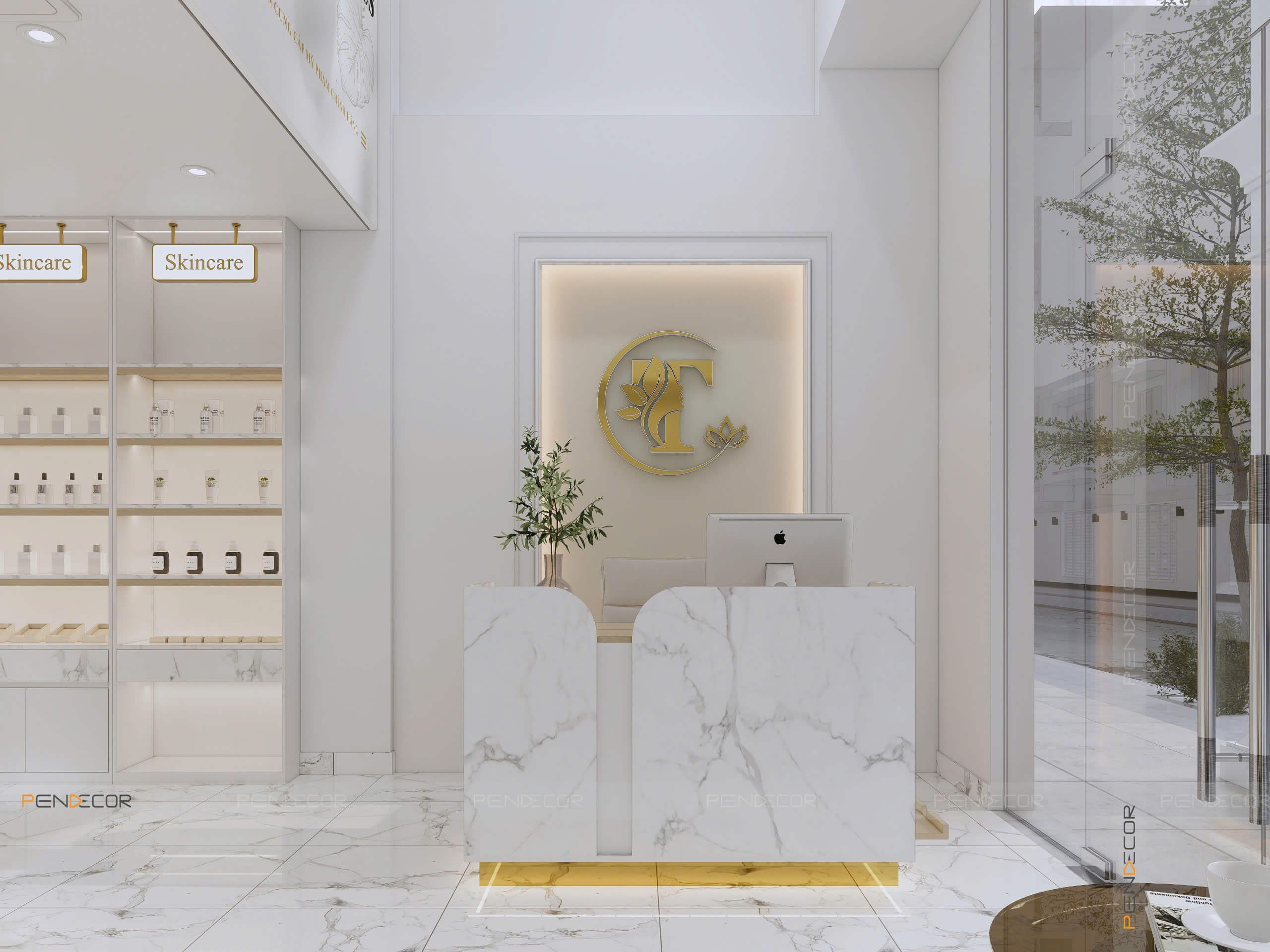 mẫu quầy lễ tân spa Pendecor