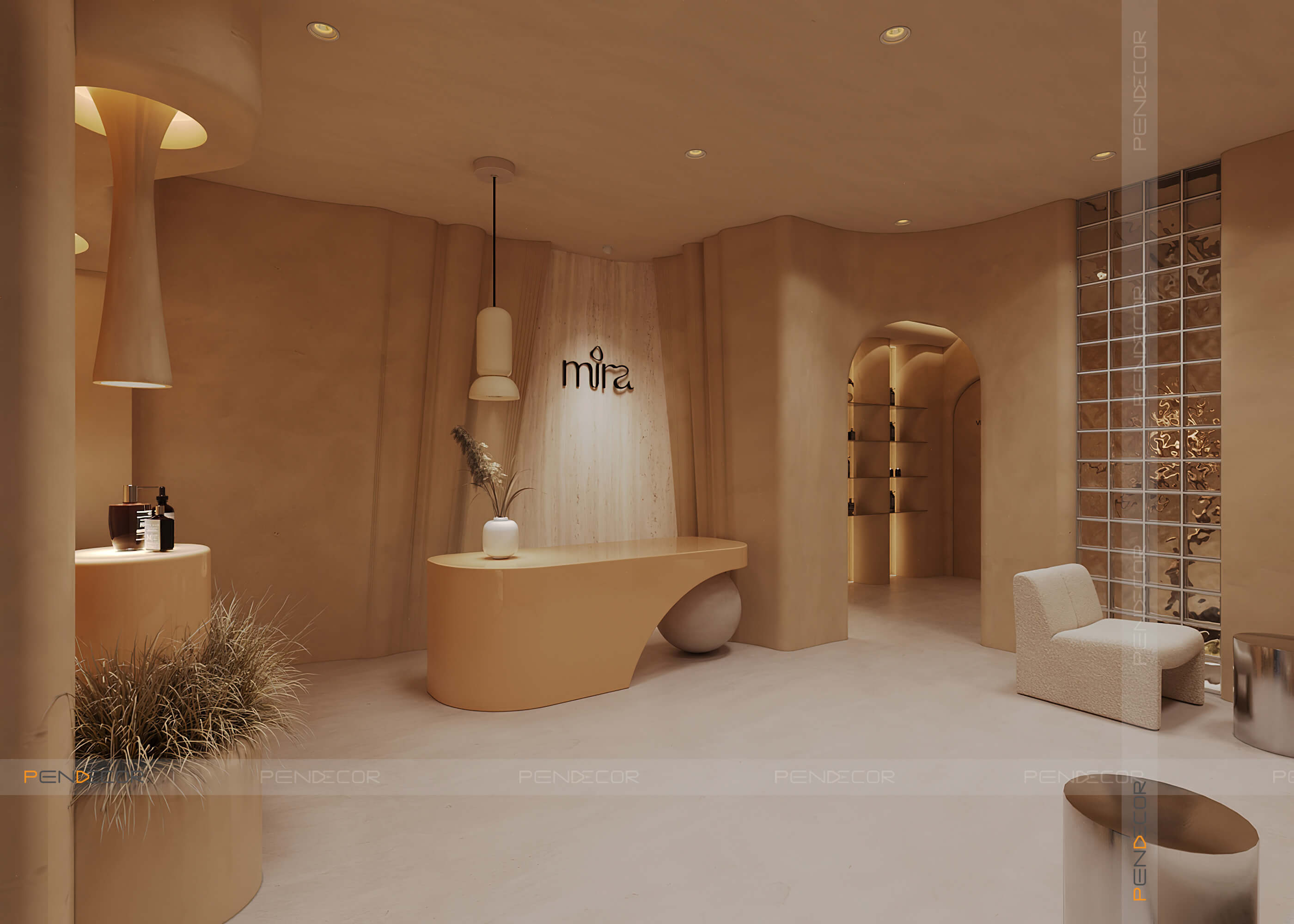 mẫu quầy lễ tân spa Pendecor