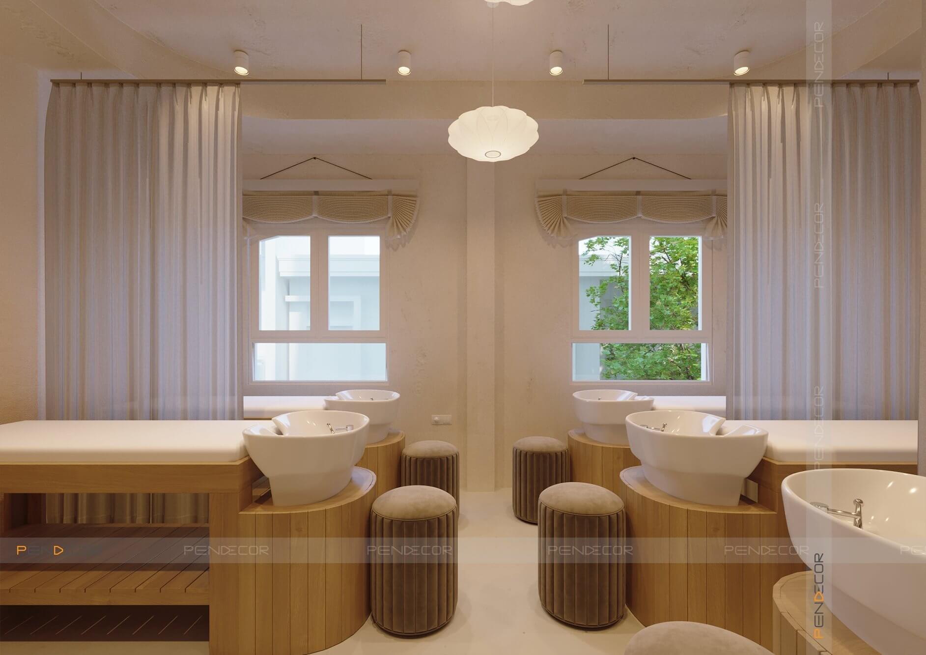 thiết kế spa gội đầu dưỡng sinh mini Pendecor