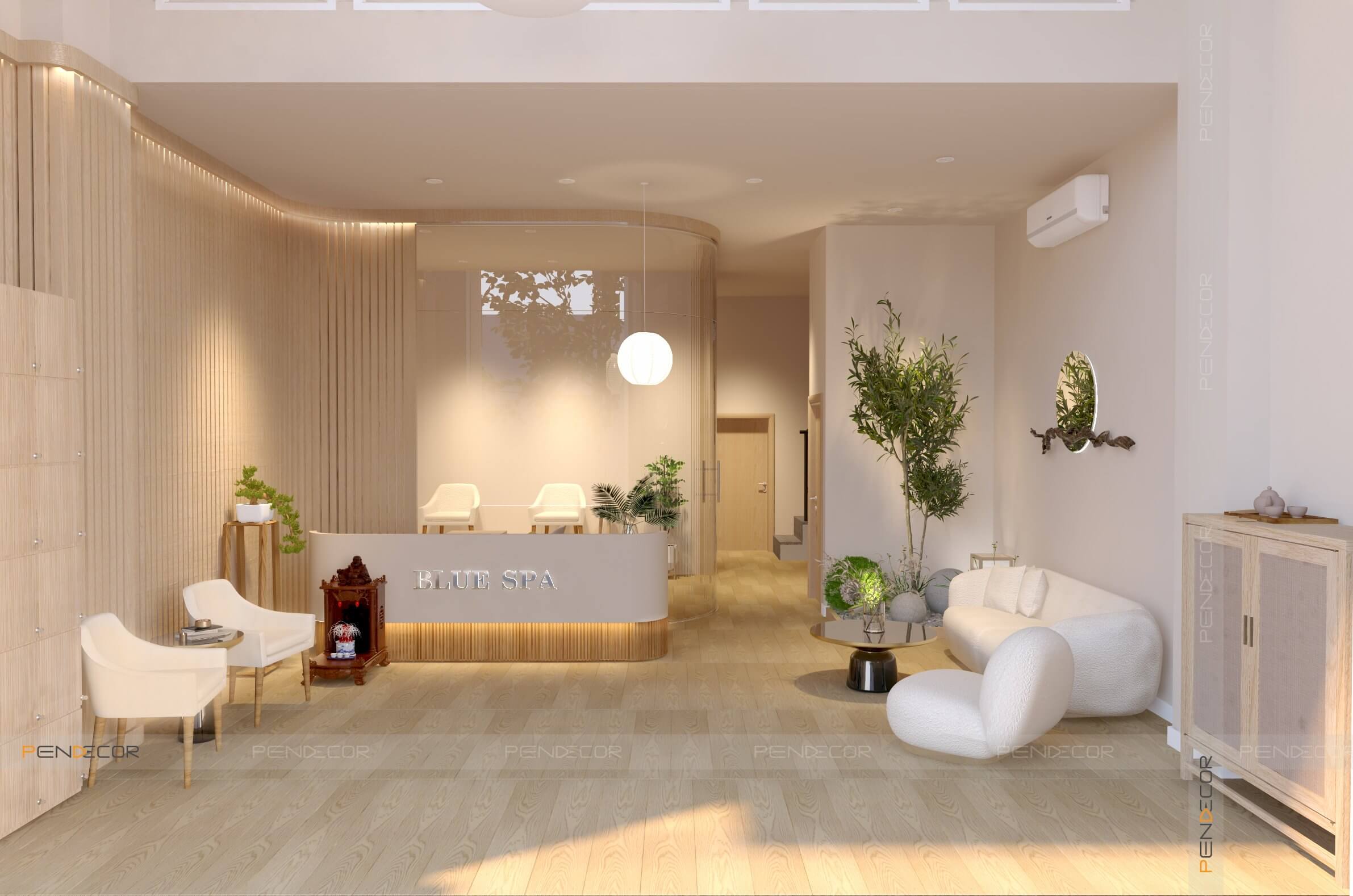 thiết kế spa phong cách mộc