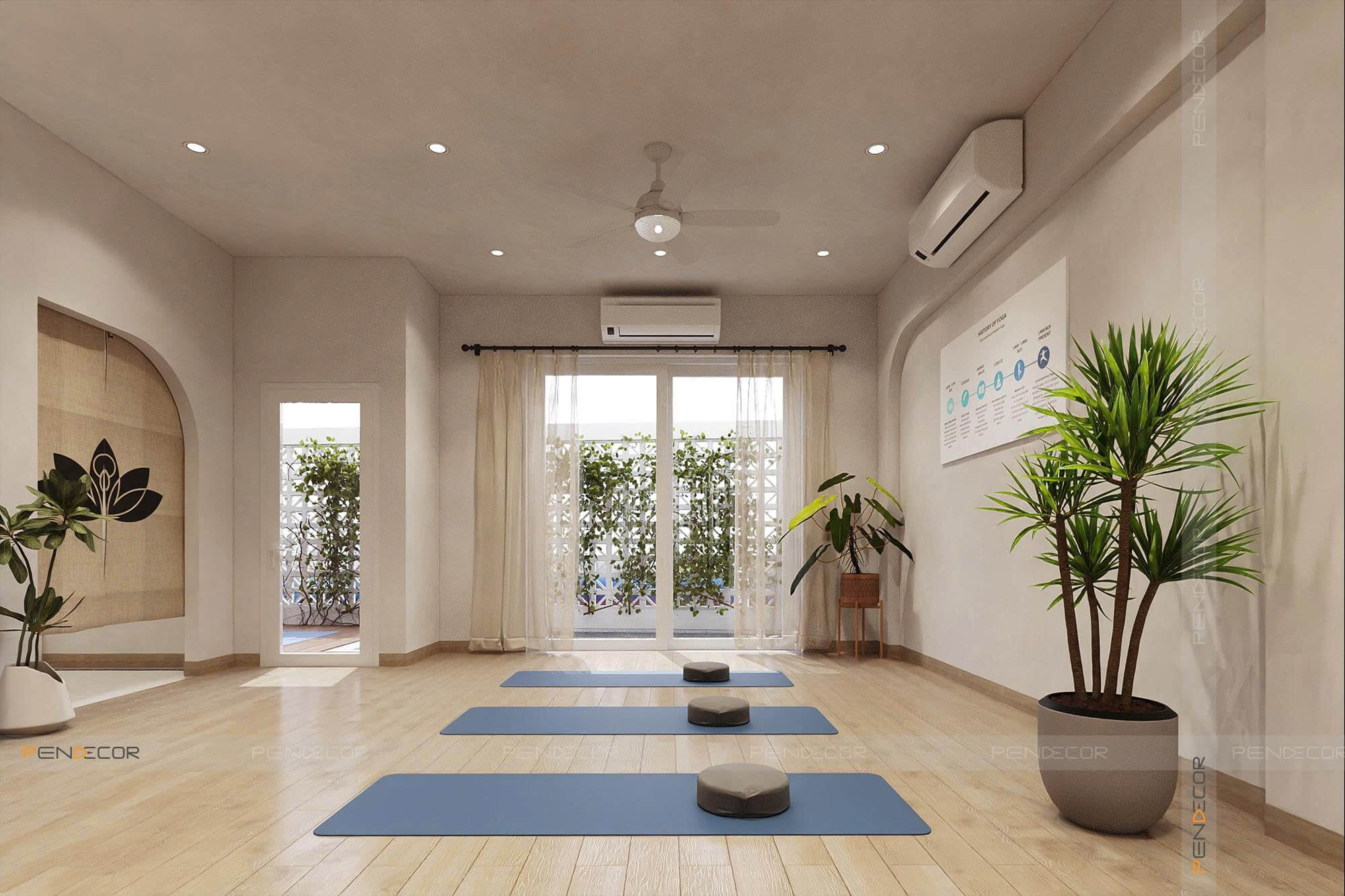 thiết kế phòng yoga Pendecor